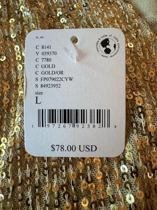 Free People Gold Sequin Bodysuit Thong - Picture 2 of 7